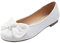Feversole Women's Round Toe Cute Bow Trim Ballet Flats, Ballerine Punta Tonda Decorate con Un Grazioso Fiocco da Donna Bianco 39