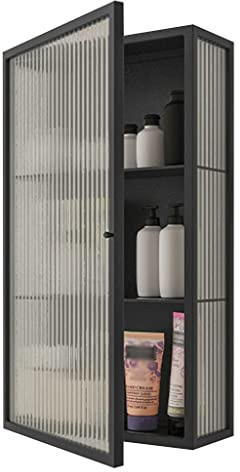 Wall Cabinets Wall Cupboard Living Room Bedroom Single Door Glass Storage Cabinet Kitchen Bathroom Storage Cabinet (Color : Black, Size : 60 * 50 * 15cm)
