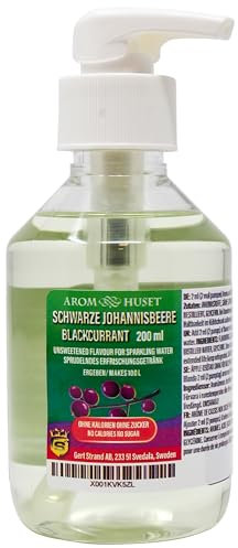 Schwarze-Johannisbeeren-Konzentrat 200 ml ergibt 100 L kohlensäurehaltiges Wasser| für SodaStream & Wassersprudler |ohne Zucker |null Kalorien| hochkonzentriertes Aroma 1:500 |+ GRATIS-Dosierspender