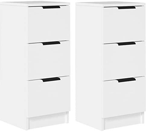 vidaXL 2X Aparadores Mueble Armario Espacio Almacenamiento Auxiliar Salón Consola Teléfono Cajones en Casa Madera Contrachapada Blanco