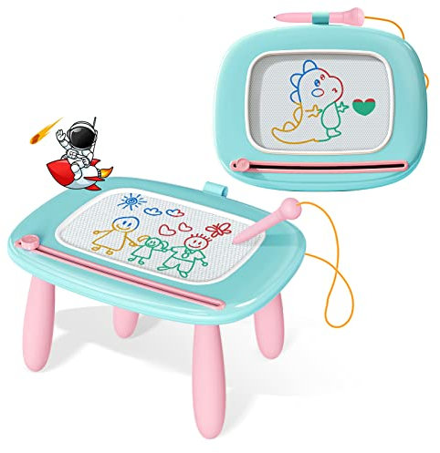 Kikidex Magnetic Drawing Board for 1-3 year old Kids, Girl Toys for Toddlers, Birthday for 1 2 3 Year Old, Etch a Sketch for Kids, Doodle Board for Age 1-3 (Mint Blue)