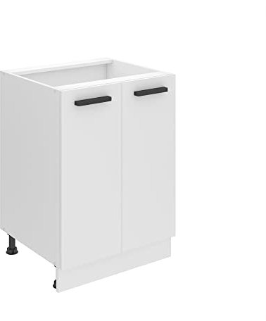 Belini Unterschrank Küche, Küchenunterschrank 60 cm Breite. SD2 Küchenunterschrank ohne Arbeitsplatte. Küchenschrank mit 2 Türen, Weiß matt
