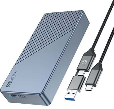 NVMe Gehäuse kompatibel mit Thunderbolt 3/4 USB 4/3.2/3.1/3.0 Typ C, SANZANG 40Gbit/s M.2 SSD Gehäuse für 2280 M-Key (B+M Key) NVMe SSD, bis zu 2700 MB/s, Grau