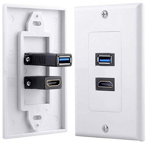 1 extensor de enchufe de 2 puertos + USB 3.0 hembra, color