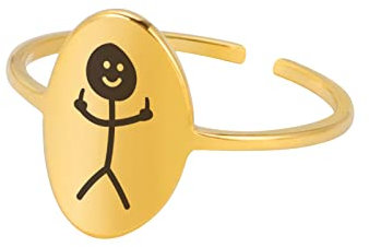 Dreamtimes Funny Smiley Face Figur Gebärdensprache Einstellbare Ringe für Männer Frauen Mittelfinger Niedlich Trendy Ring Geschenk Ring für Paare (Gold)