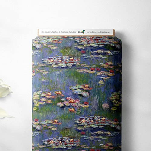 100 % Baumwolle, Van Gogh Künstler, Vintage, bedrucktes Design, Quilten, Kinderhandwerk, Kleid, hochwertiges Nähmaterial, 140 cm breit (pro halber Meter, Seerose)