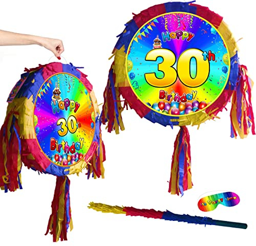 Zahl 30 Geburtstag Piñata mit Stab