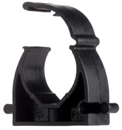 ELEKTROPLAST 100 Stück PVC Klemmschellen Ø 18mm | Rohrschellen zum Festschrauben für Stangenrohr, Isorohr, Leerrohr | Plastik Rohr-Klemmschellen | Schwarz