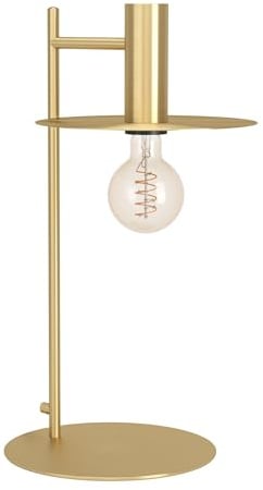 EGLO Tischlampe Escandell, elegante Nachttischlampe | Tischleuchte aus Metall in Messing-gebürstet, Tisch-Lampe für Wohnzimmer und Schlafzimmer, E27 Fassung