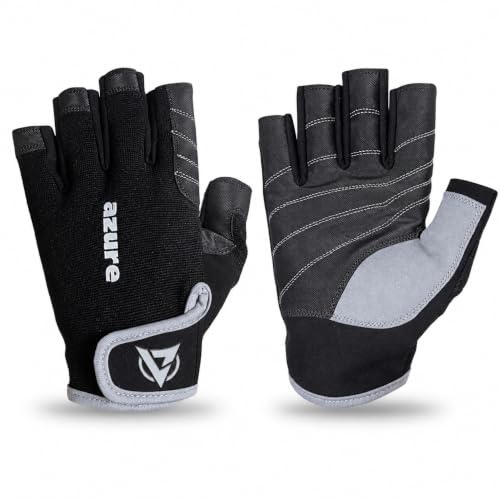 Azure Premium Amara Guanti da vela, Grip Palm, Well Enforcement C/F Donne Pesca, Canottaggio, Kayak, Surf, Canoa Nero XL