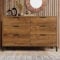 Kommode Dunkle Eiche mit 6 Schubladen, Modern Retro Stil Holz Sideboard Highboard mit Griff und Metall Beine für Schlafzimmer und Wohnzimmer, Aufbewahrungsschrank, Schubladenschrank, 120 x 40 x 83cm