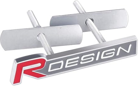 Auto 3D Metall R Design Dekoration Aufkleber, mit Emblem Frontgrill Platte Aufkleber, Außenzubehör, Für Volvo S60 V60 XC60 S60 V40,Red