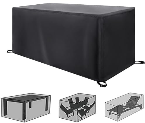 HSFFBHFBH Abdeckung für Gartenmöbel Winterfest - 200x140x90cm(LxWxH) Multi Größe Schwarz Wasserdicht Abdeckung 420D Oxford Tisch Abdeckplane Schutzhülle für Gartentische und Möbelsets Gartentisch