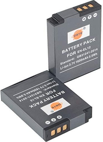 DSTE 2pcs EN-EL12 Rechargeable Li-ion Battery Compatible for Nikon Coolpix P310, S6300, S8000, S8100, S8200, S9050, S9100, S9200, S9300, S9400, S9500, S9600, AW100, AW100s, AW110, AW110s, AW120s
