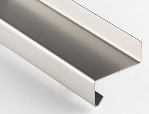 Schlögel GmbH Edelstahl Fensterbank Tropfblech 1mm 1000mm gebürstet | Ausladung 50-400mm, Abschluss 5°, VA gebürstet, Längen 500-2000mm