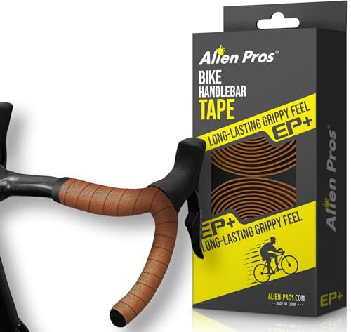 Alien Pros Fahrrad-Lenkerband, Braun, neues Modell EP+ (2er-Set) – Wickeln Sie Ihr Fahrrad für eine tolle komfortable Fahrt – verbessern Sie Ihren Fahrradgriff mit diesem