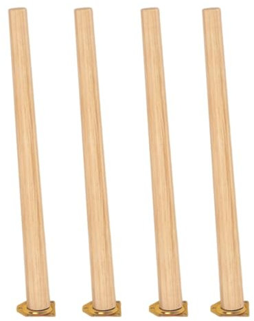 BUETPOX Lot De 4 Pieds De Table en Bois Massif Naturel, Meubles en Bois Pattes De Remplacement De Table Basse Forme Ronde Jambes, pour Canapé Meuble TV Table À Manger(60cm/23.6in)