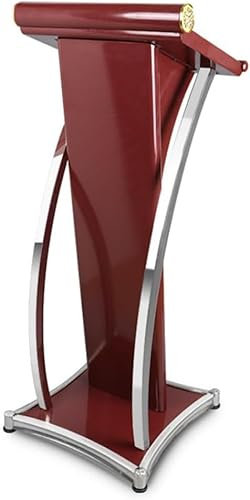RCJCQSR Gebogenes Metallrednerpult, bodenstehendes Sprechpodium, Edelstahl-Konferenz-Podium, Stehpult, Kirche, Kanzel für Büro, Schule (Farbe: Rot)