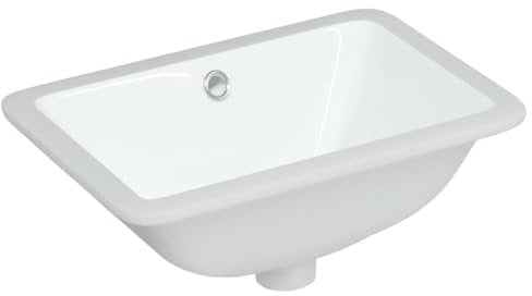 Einbauwaschbecken aus Keramik, Rechteckig Waschbecken, Handwaschbecken, Einbaubecken, Aufsatzwaschbecken, Waschtisch, Hand Waschschale für Badezimmer & Gäste-WC, 41,5x26x18,5 cm