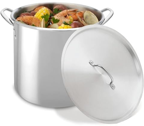 MOKLYF Suppentopf aus Edelstahl - Suppentopf mit Deckel, Kochtopf mit Antihaftbeschichtung, Schmortopf aus Edelstahl für den Dutch Oven, schnelle Wärmeleitung, leicht (
