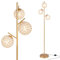 HOMASIS Lampada da Terra a 3 Globe, Lampada Piantana da Terra a Forma di Albero da 169cm con Paraluce, Lampada Salotto con Base Pesante e Interruttore a Pedale per Soggiorno, Camera da Letto