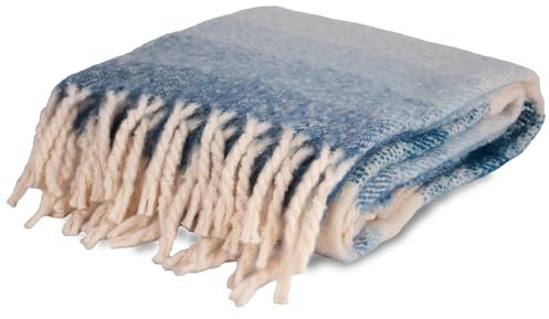 UNUS Decke mit Ombre Streifen und mit Quasten in Blau