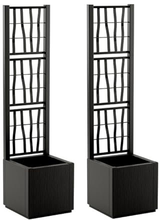 Kreher 2 x XL Rankgitter, Spalier mit Pflanzkasten aus robustem Kunststoff. In verschiedenen Größen und Farben. Top für Garten, Terrasse und Balkon! (Anthrazit schmale Version)