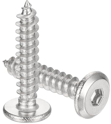 sourcing map M4 x 20mm (25 Pack) Flat Round Socket Head Screws, Stainless Steel Self Tapping Full Thread Hex Socket Cap Screws Bolt for Wood Furniture