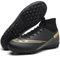 VTASQ Boys Football Boots Shoes Kids Astro Turf Trainers Kids Non-Slip Teenager Outdoor Football Shoes Girls Breathable Sneakers Unisex Black-4 2UK