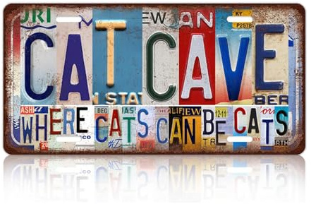 Vintage Cat Cave Metal Sign Cat Wall Art for Home Decor Gifts for Cats Lovers Cats Accessories Tin Sign 12 x 6 In