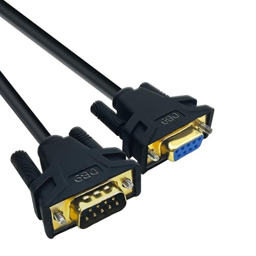 RIKYJIC Cable serie RS232 DB9 de 9 pines COM para PC, impresora y otros dispositivos (recto a través de M a F, 20 metros)