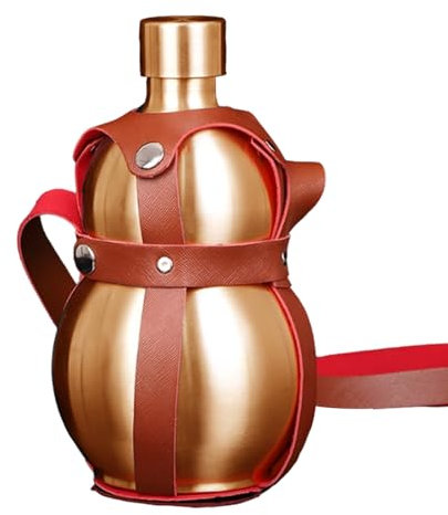 Generisch Steel Gourd Bottle, Metal Water Flask, Sturdy Carrying Strap Included, 9.06x4.72x1.54 Inches Leakproof & Secure Cap Accessory, Sports Bottle for Gym, Outdoor and Travel Use