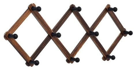 Tmboryuu Expandable Wooden Coat Rack Wall Mount Hanger With Pegs For Hats And Mugs Space Saving Baseball Caps Organiser
