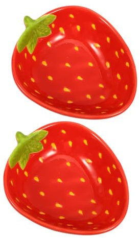 UTHCLO 2pièces Assiettes Céramique Forme De Fraise Pour Desserts Et Fruits Décoratifs Pour Fête Et Usage