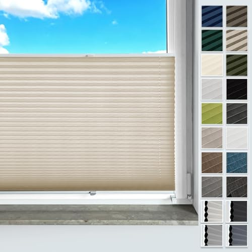 Rollmayer Plissee ohne Bohren Klemmfix Binco Cappucino B45cm x H120cm | Faltrollo mit Klemmträger für Fenster und Tür Sichtschutz & Sonnenschutz Lichtdurchlässiges Plisseerollo