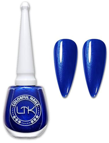 Blue Pearl Nail Polish - Dark Blue Nail Varnish Quick Dry - Shimmer Nail Polish Long Lasting - Holographic Nail Varnish Waterproof Chip Resistant No Need UV for Women Girls