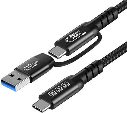 Wdbild USB3.2 20Gbps Cavo Intrecciato 240W PD Ricarica Rapida USB A A C Staccabile Per Laptop Tablet Accessori Nylon Intrecciato Cavo USB