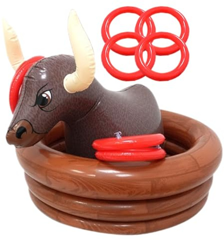 Enfriador inflable flotante: contenedor de cerveza en forma de toros, soporte de bebidas, accesorio para fiestas | Summer Pool Beach Picnic Cumpleaños Buffet Buffet Oktoberfest Suministros de fiesta