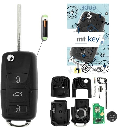 MT-KEY Funk Schlüssel 434MHZ Autoschlüssel kompatibel mit VW Bora 1J Golf 4 Polo 9N Beetle 9C Fox 5Z Seat Leon I Toledo II Skoda Fabia I 1J0959753DA