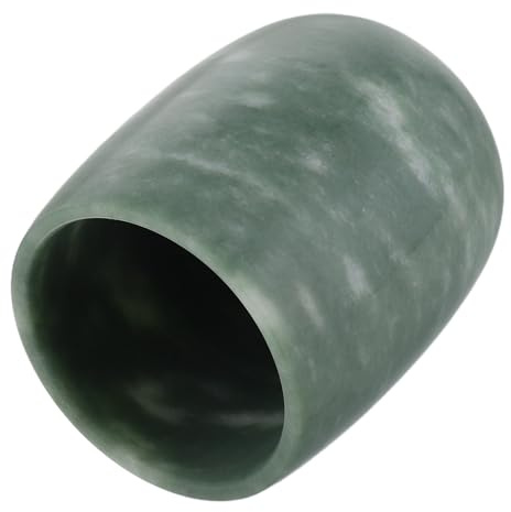 Tofficu Natural Jade Crystal Gongfu Tea Cup, Polished Straight Mug | Green Mineral Crystal, Easy to Clean and Sturdy, for Traditional Brewing Ceremony and Collection