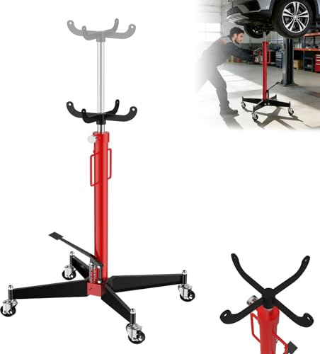 LZQ Elevador hidráulico de 500 kg, elevador de 111 – 190 cm, con pedal de pie, regulable sin niveles, 4 ruedas giratorias, para motor y transmisión