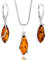 Copal Damen Schmuckset Aus Bernstein Und 925er Silber Mit Verstellbarer Kette