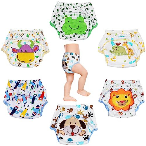 Haimoburg 6er Pack Wasserdicht Baby Lernwindel Trainerhosen Unterwäsche Windeln Windelhose zum Toilettentraining Töpfchentraining, Mehrfarbig, Medium (90)
