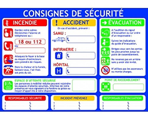 PREV Consigne de sécurité, Consigne incendie - PVC, Noir ou Gris foncé, Réfléchissant, M1, 1 mm, Panneau, Sécurité, SIGNAGE, Montage mural, Paysage