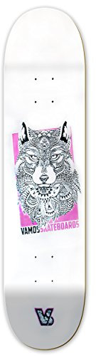 Vamos Skateboards | Premium Skateboard Deck | 100% Canadian Hardrock Maple | mit Griptape | Diverse Größen und Designs (8,0, Wolf)