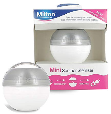 Milton Mini Portable Soother Pacifier Dummy Steriliser (Silver + 50Tablets)