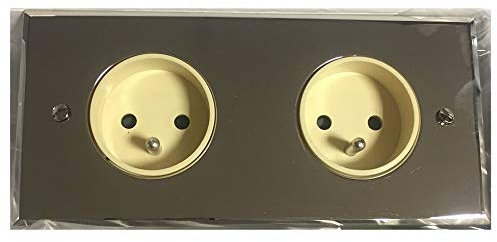 Arnould 272H31I31I09 - Double Prise 2P+T complète - finition Acier mirroir