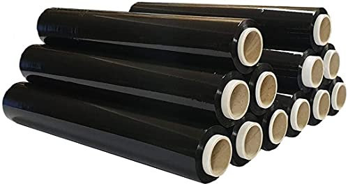 FitYo - Rouleau de Film Plastique Etirable & Noir - Résistant, pour Emballage et Palettes - Protège & Maintient vos Envois - 500 mm x 200 mètres, Epaisseur de 23 Microns - 12 Rouleaux