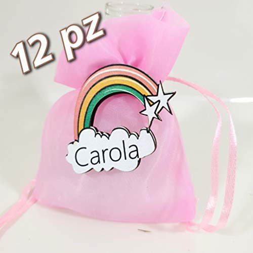 12 Sacchetti con Arcobaleno rosa sacchetti porta confetti nascita bambina (12 Sacchetti fai da te)