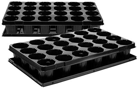 BigDean 2x Anzuchtplatte Pro 24 Pflanzlöcher Ø 7,4 cm & Untersetzer Pflanzschale Anzuchtschale Topfplatte 53 x 31 cm